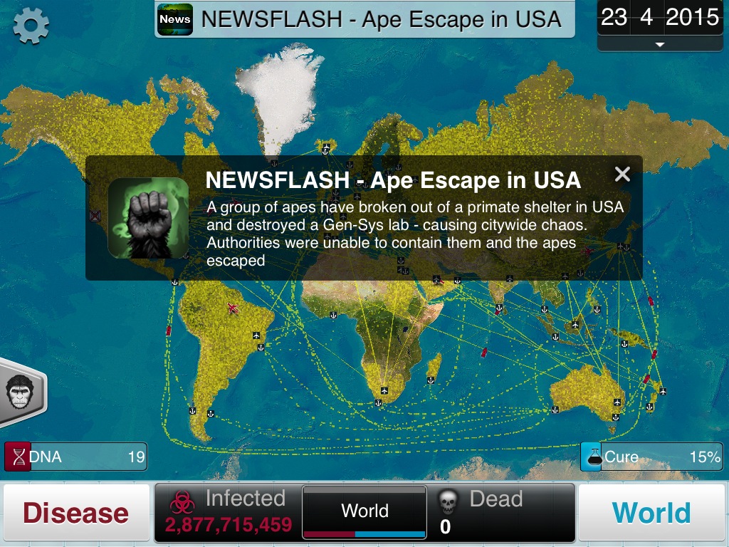 Dawn of the Planet of the Apes infects top mobile/PC game Plague Inc. with  official Simian Flu content - Ndemic Creations